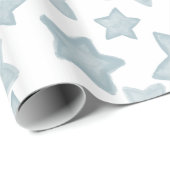 Papier Cadeau Étoiles bleues d'aquarelle (Coin rond)