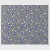 Papier Cadeau Étoiles bleues et blanches sur gris (Plat)