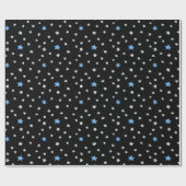 Papier Cadeau Étoiles bleues et blanches sur papier d'enveloppem (Plat)