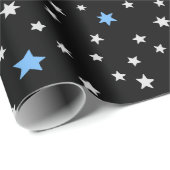 Papier Cadeau Étoiles bleues et blanches sur papier d'enveloppem (Coin rond)