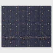 Papier Cadeau Étoiles Bleues Et Or Joyeux Noël (Plat)