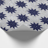 Papier Cadeau étoiles bleues & étoiles blanches & étoiles brilla (Coin)