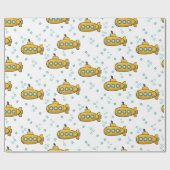 Papier Cadeau Etoiles bleues sous-marines jaunes (Plat)