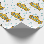 Papier Cadeau Etoiles bleues sous-marines jaunes (Coin)