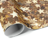 Papier Cadeau Étoiles Chic Gold (Coin rond)