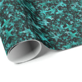 Papier Cadeau Etoiles colorées Aqua Turquoise Black Arrière - pl (Coin rond)