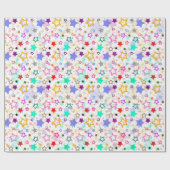 Papier Cadeau Étoiles colorées blanches  (Plat)