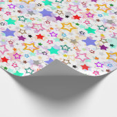Papier Cadeau Étoiles colorées blanches  (Coin)
