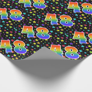 Papier Cadeau Étoiles colorées + Motif arc-en-ciel "48" N° d'évé