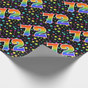 Papier Cadeau Étoiles Colorées + Motif Arc-en-ciel "72" Evénemen