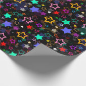Papier Cadeau Étoiles Colorées Noires (Coin)