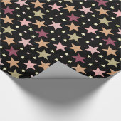 Papier Cadeau Étoiles colorées sur noir (Coin)