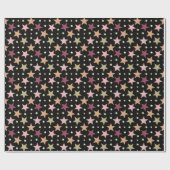 Papier Cadeau Étoiles colorées sur noir (Plat)