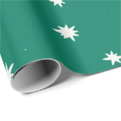 Papier Cadeau étoiles crème sur le vert (Coin rond)