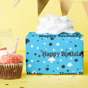 Papier Cadeau Etoiles D'Anniversaire Sur Aqua