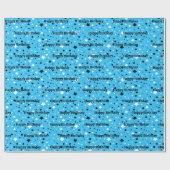 Papier Cadeau Etoiles D'Anniversaire Sur Aqua (Plat)