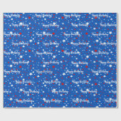 Papier Cadeau Étoiles D'Anniversaire Sur Papier Bleu (Plat)