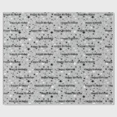 Papier Cadeau Étoiles D'Anniversaire Sur Papier Gris (Plat)