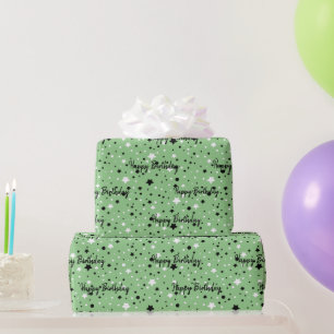 Papier Cadeau Étoiles D'Anniversaire Sur Vert