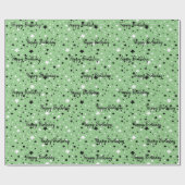 Papier Cadeau Étoiles D'Anniversaire Sur Vert (Plat)