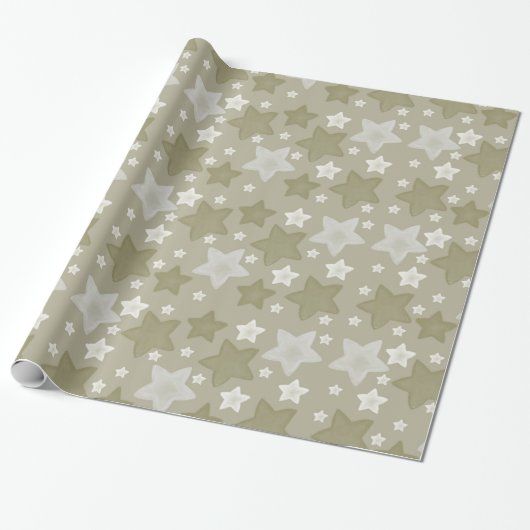 Papier Cadeau Etoiles d'aquarelle or (Déroulé)