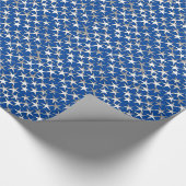 Papier Cadeau Étoiles d'argent sur bleu cobalt (Coin)