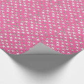 Papier Cadeau Étoiles d'argent sur fuchsia rose (Coin)