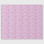 Papier Cadeau étoiles d'argent, sur orchidée rose (Plat)