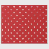 Papier Cadeau Étoiles de blanc sur le rouge lumineux (Plat)