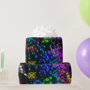 Papier Cadeau Étoiles de couleur néon Tourbillon Peinture Motif