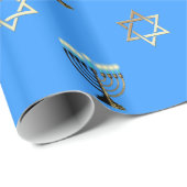 Papier Cadeau Étoiles de David et Menorahs sur un Arrière - plan (Coin rond)