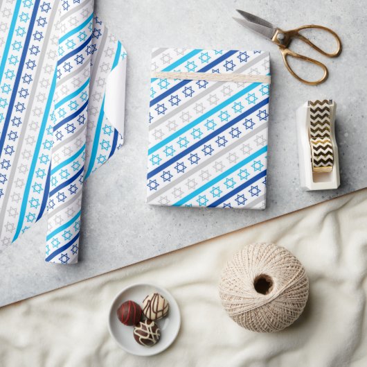 Papier Cadeau Étoiles de David pour Hanukkah  (Artisanat)