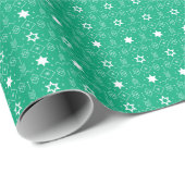 Papier Cadeau Étoiles de fête blanches (Coin rond)