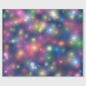 Papier Cadeau Étoiles de fête de Noël de couleurs d'arc-en-ciel (Plat)