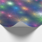 Papier Cadeau Étoiles de fête de Noël de couleurs d'arc-en-ciel (Coin)