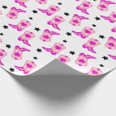 Papier Cadeau Étoiles de fille moderne rose fille Boots occident (Coin)