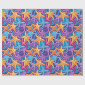 Papier Cadeau Etoiles de mer colorées (Plat)