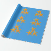 Papier Cadeau Étoiles de mer orange (Déroulé)