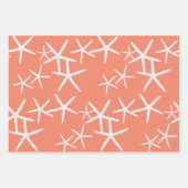 Papier Cadeau Étoiles de Mer Rose Corail (Devant)