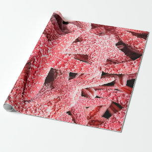 Papier Cadeau Étoiles de mer roses tropicales