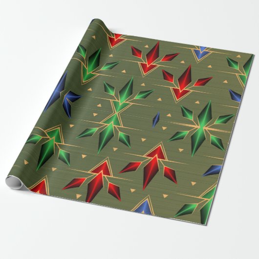 Papier Cadeau Étoiles de Noël (Déroulé)