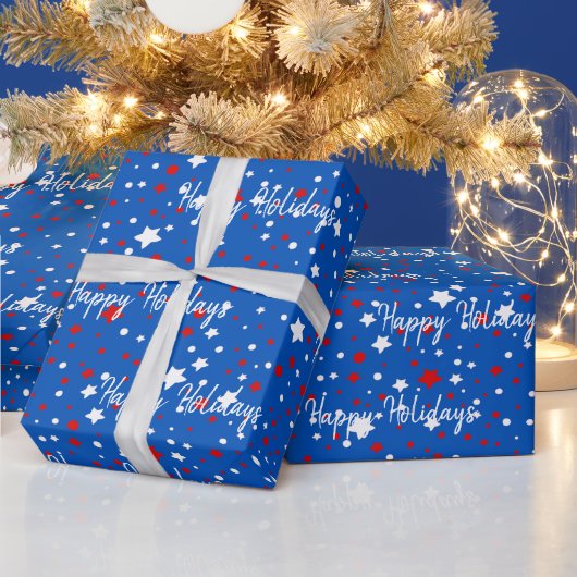 Papier Cadeau Étoiles de Noël en bleu (Vacances)