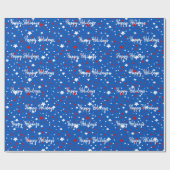 Papier Cadeau Étoiles de Noël en bleu (Plat)