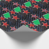 Papier Cadeau étoiles de Noël et biscuits d'arbre (Coin)