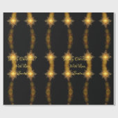 Papier Cadeau Étoiles de Noël Motif Lumières Black et Gold Star (Plat)