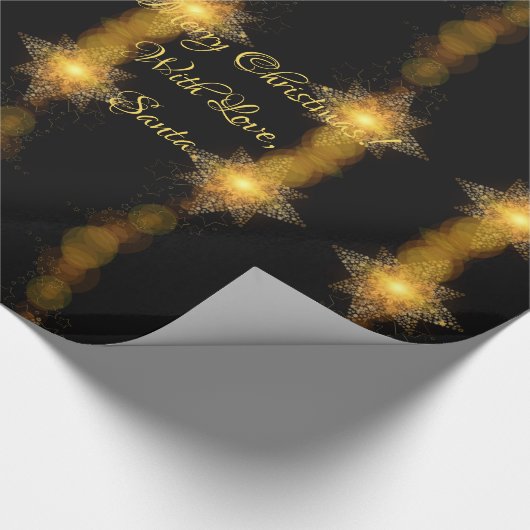 Papier Cadeau Étoiles de Noël Motif Lumières Black et Gold Star (Coin)