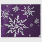 Papier Cadeau étoiles de Noël pourpres avec cristal de glace bla (Plat)