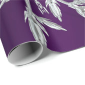 Papier Cadeau étoiles de Noël pourpres avec cristal de glace bla (Coin rond)