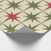 Papier Cadeau Étoiles de Noël rétro moderne du milieu du siècle (Coin)