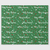 Papier Cadeau Étoiles De Noël Sur Vert (Plat)